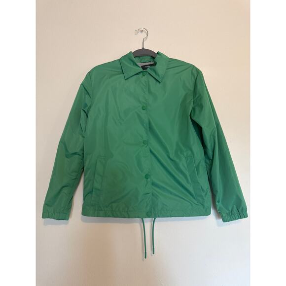 Theory Windbreaker Jacket - Green Snap-Front Lightweight Size S - Picture 2 of 5